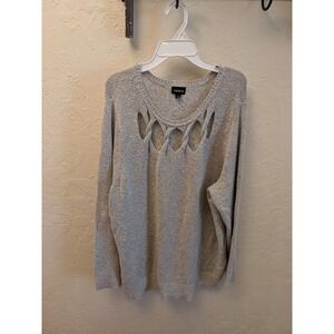Torrid Womens Plus‎ Size 3 Gray Long Sleeve Pullover Cutout Sweater